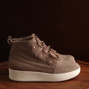 OTBT Boot WMS SZ 8M Brown Defend Wool Leather Ankle Wedge Winter Comfort Outdoor